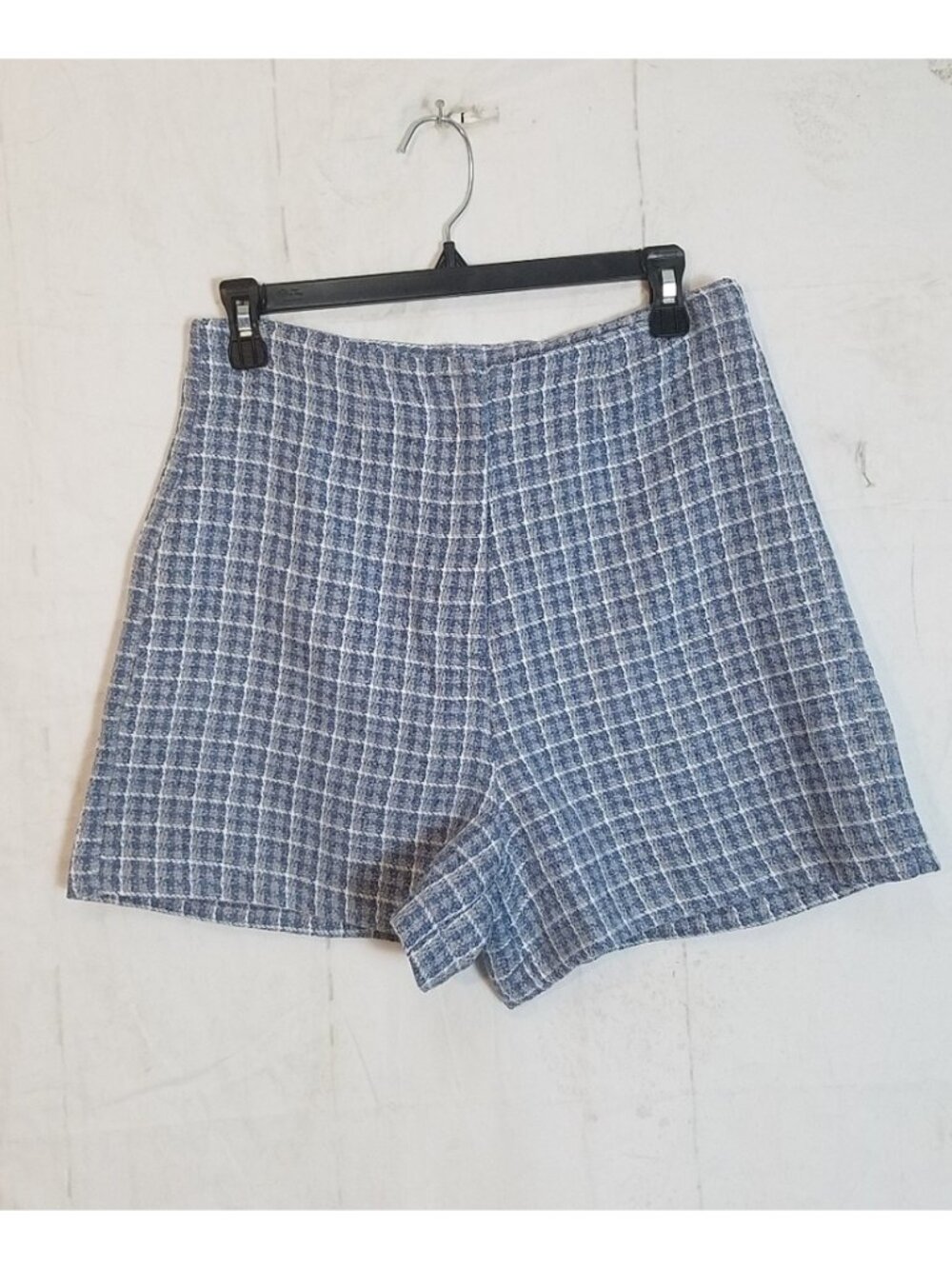 white plaid high waisted shorts